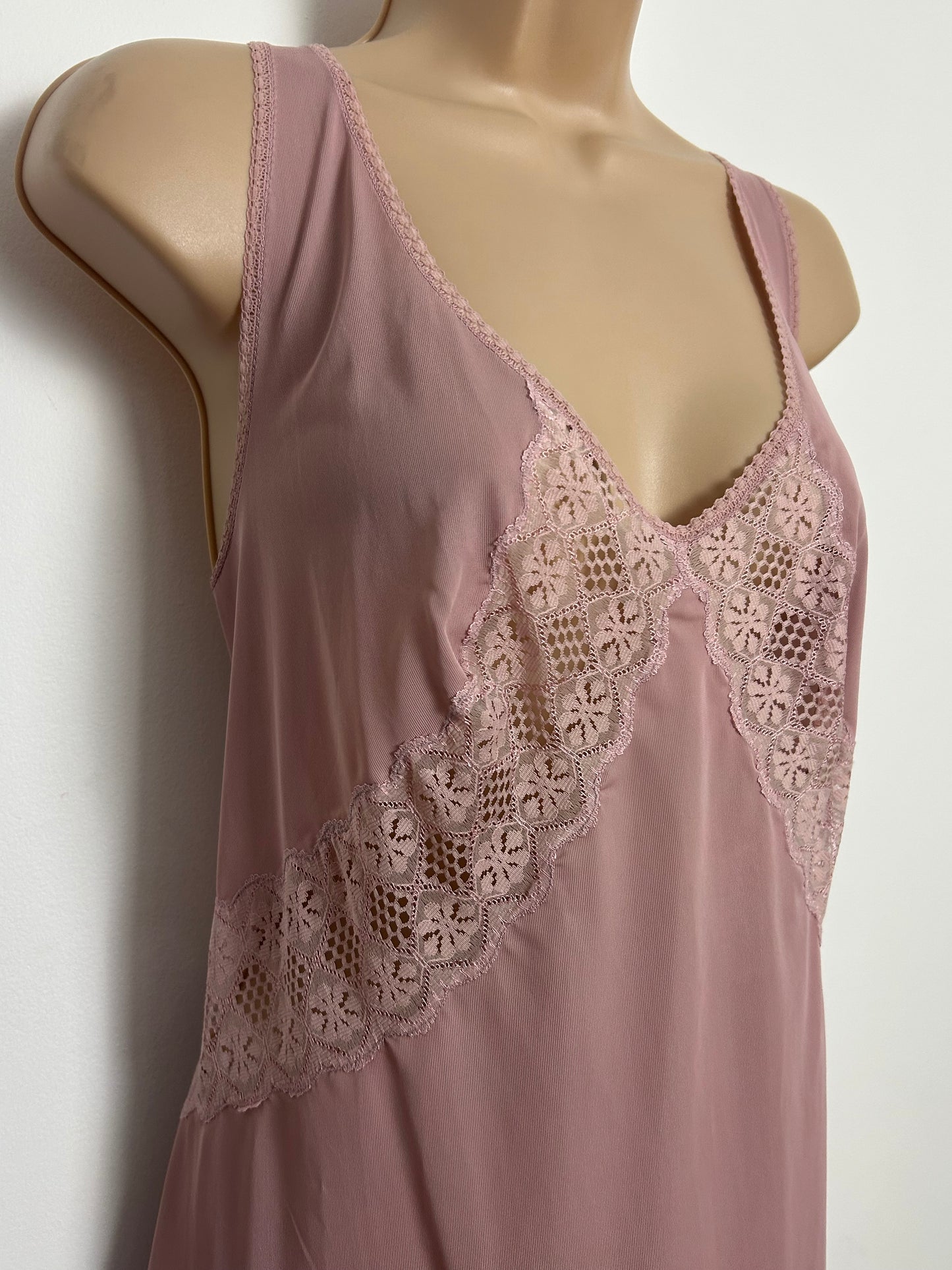Vintage 1960s NEW EDELWEISS Italy Size 16 Pale Dusky Pink Nylon Slip