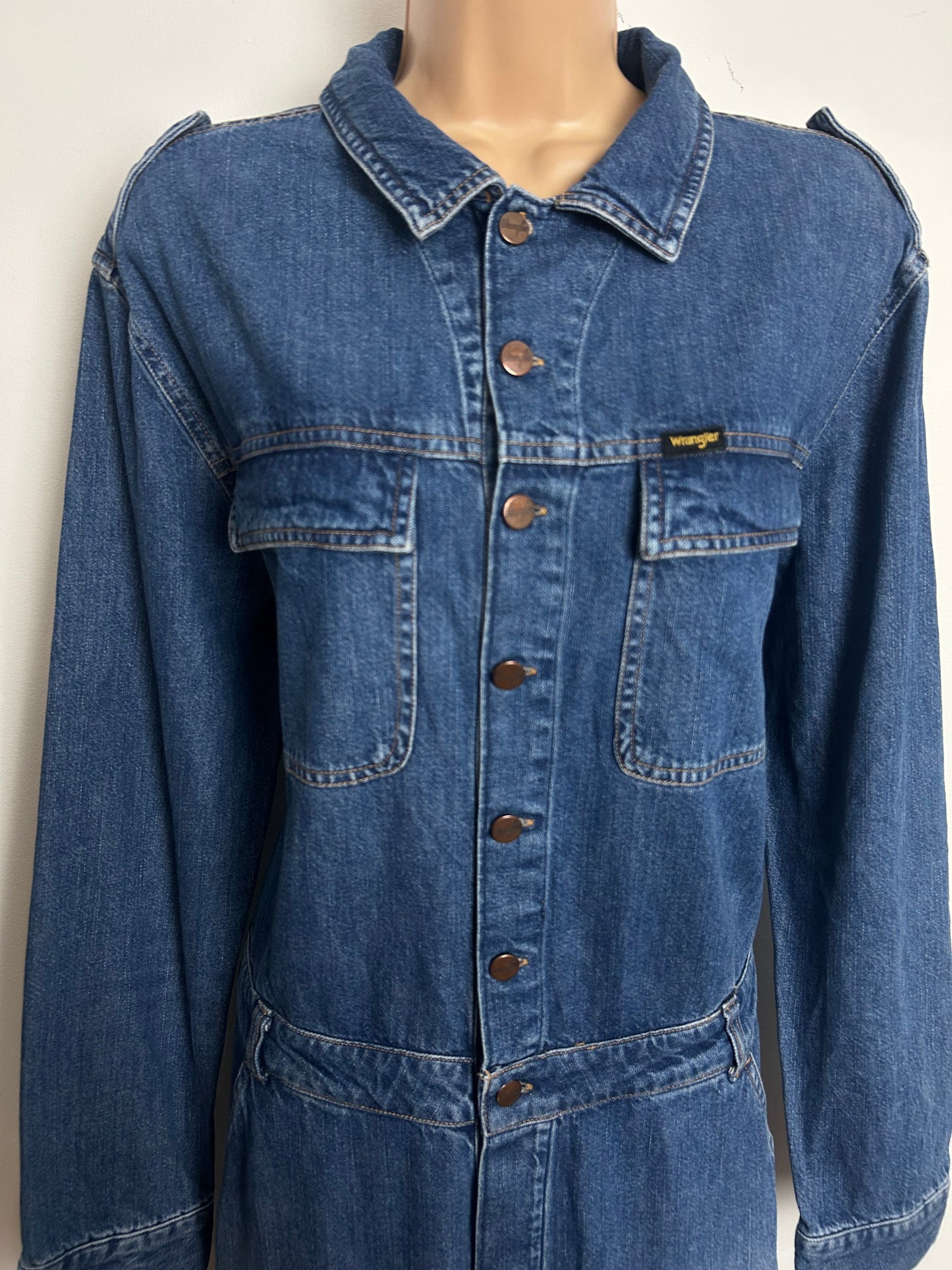 Y2K WRANGLER Size L (14) Long Sleeve Straight Leg Western Boiler Utility Jumpsuit