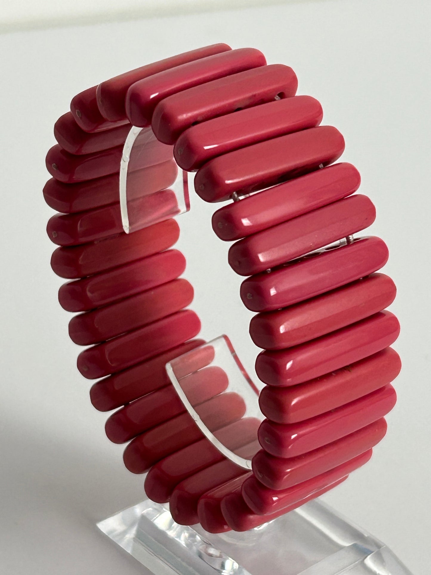 Vintage 1960s Mod Cute Pink Stretchy Plastic Bracelet