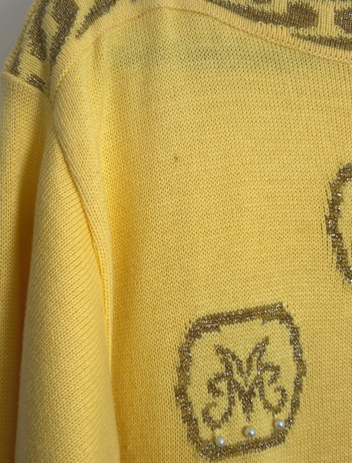 Vintage 1990s Size 14 Yellow & Gold Handbag & Purses Pattern Novelty Jumper