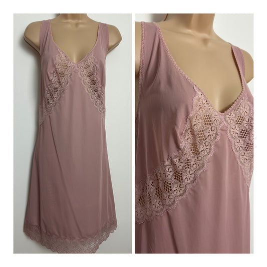 Vintage 1960s NEW EDELWEISS Italy Size 16 Pale Dusky Pink Nylon Slip