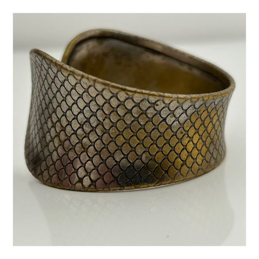 Vintage Mixed Metal Scale Effect Cuffed Bangle
