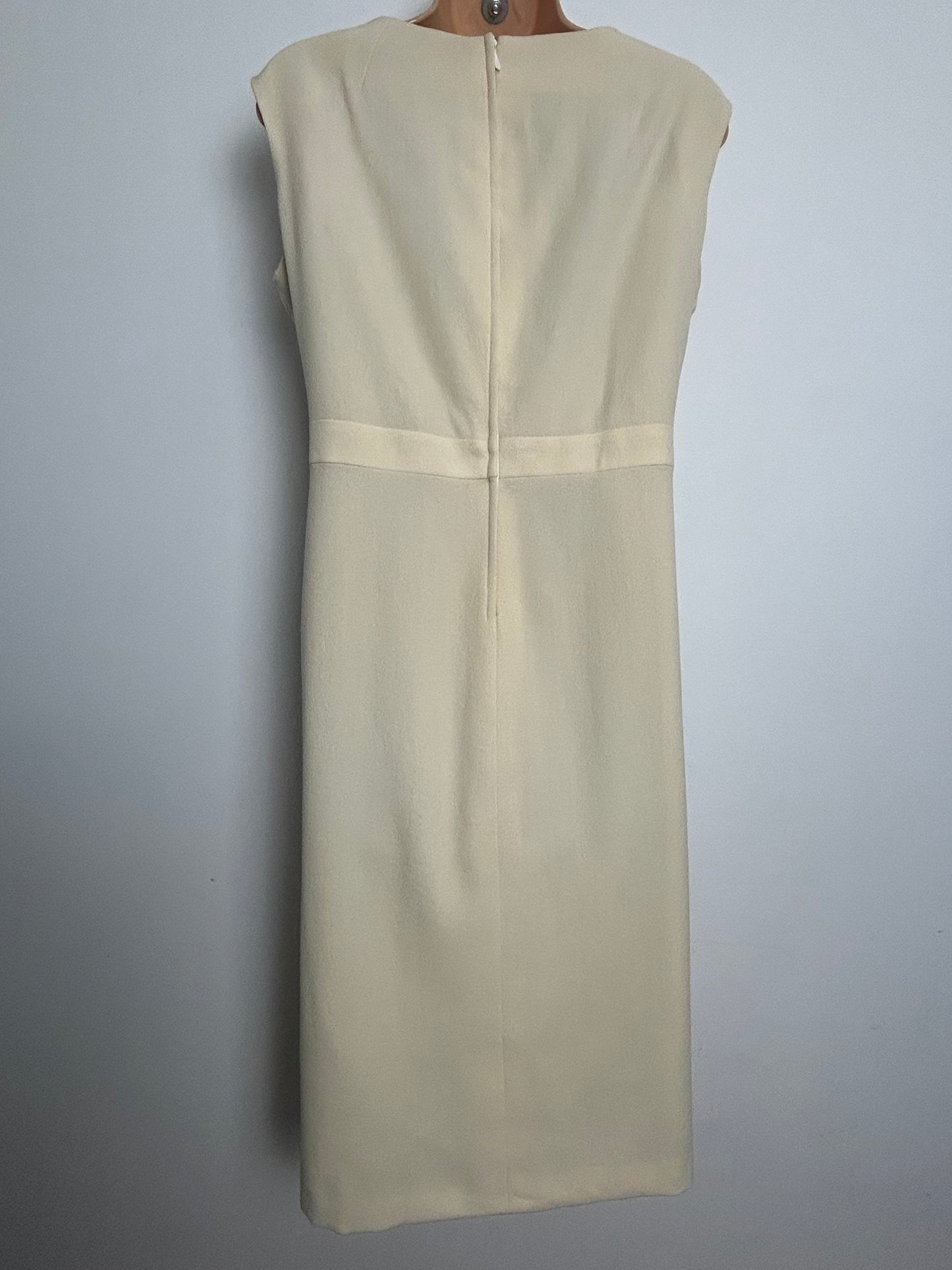 Vintage 1960s Size 14 Cream Pure New Wool Guipure Lace Bodice Mod Occasion Dress