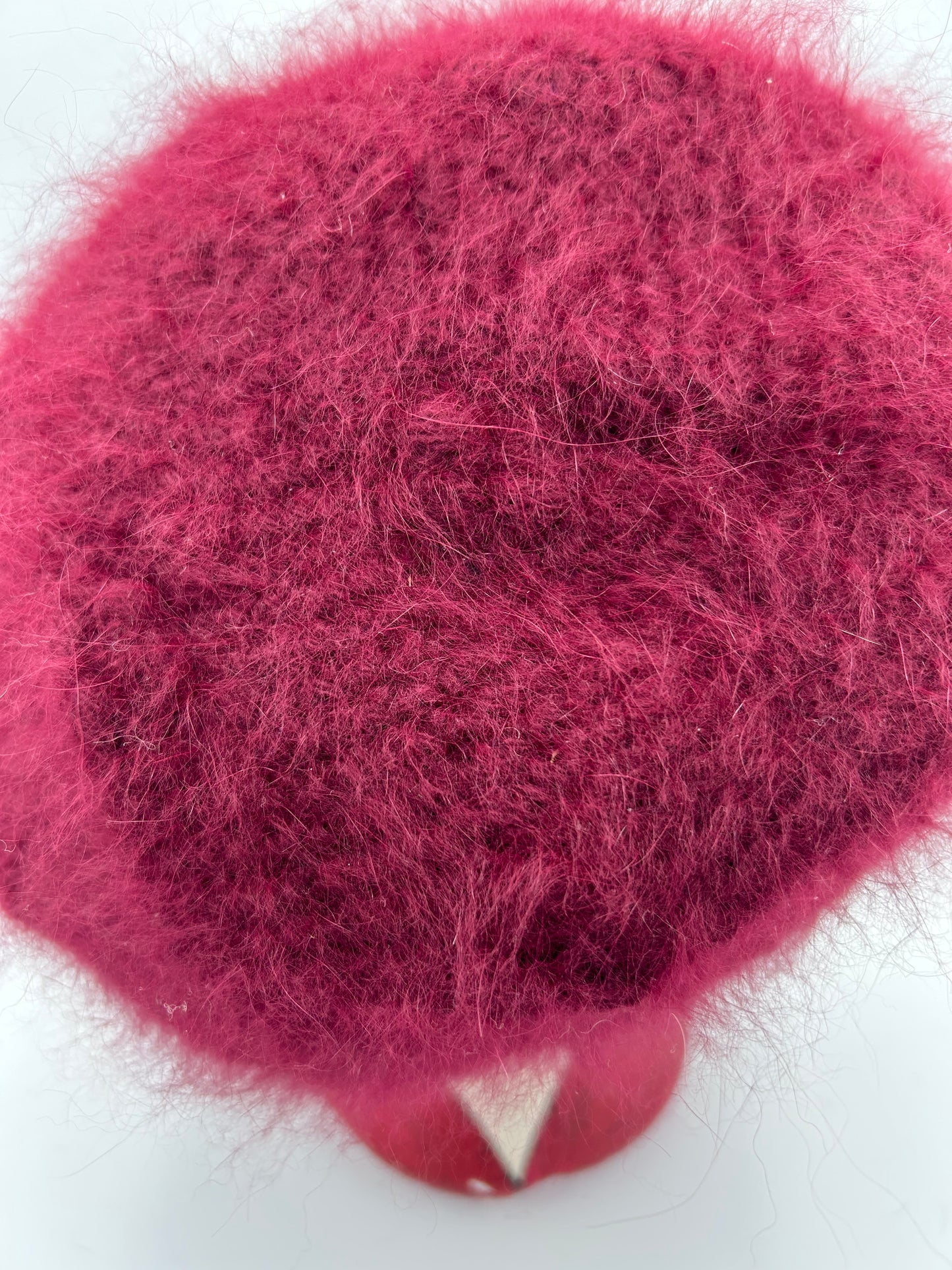 Vintage 1980s Handmade Raspberry Angora & Wool Mix Super Soft Beret Style Winter Hat