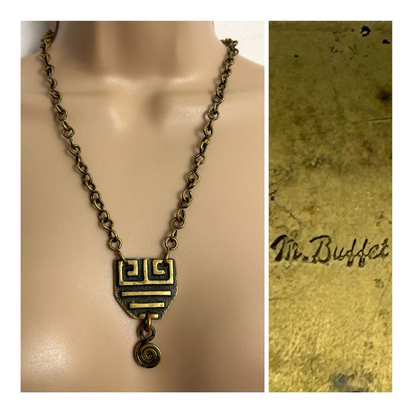 Vintage 1960s Collectable French Designer M.BUFFET Modernist Signed Necklace