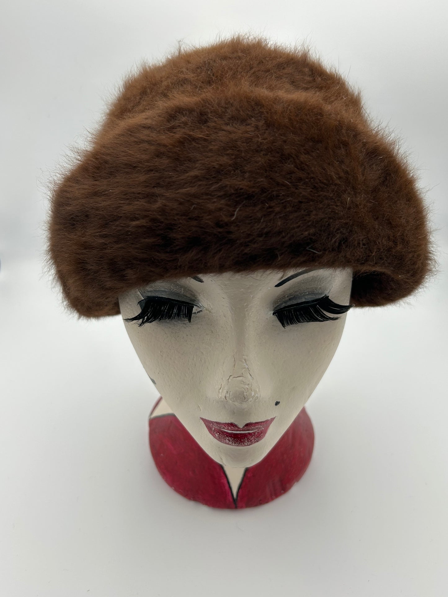 Vintage KANGORA Chocolate Brown Soft Fluffy Angora Mix Hat