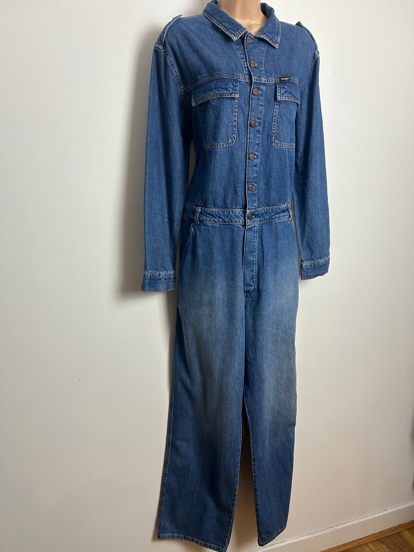 Y2K WRANGLER Size L (14) Long Sleeve Straight Leg Western Boiler Utility Jumpsuit
