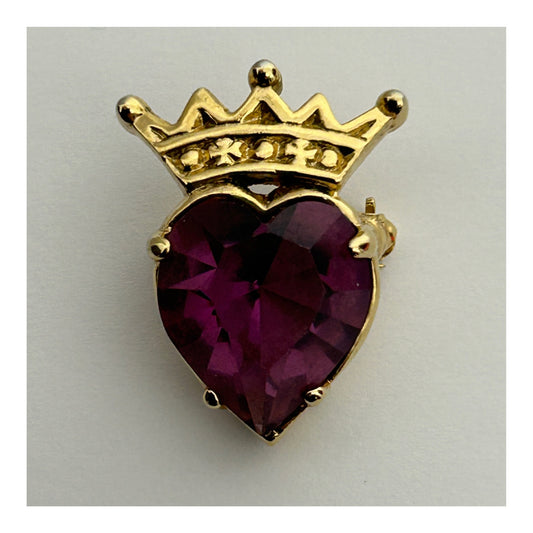 Vintage LUCKENBOOTH Scottish Heart & Crown Stone Set Signed Pin Brooch