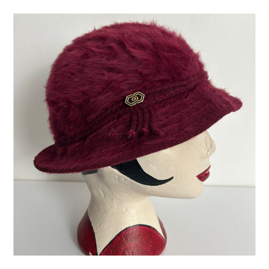 Vintage 1970s Raspberry Angora Mix Soft Touch Cloche Style Hat