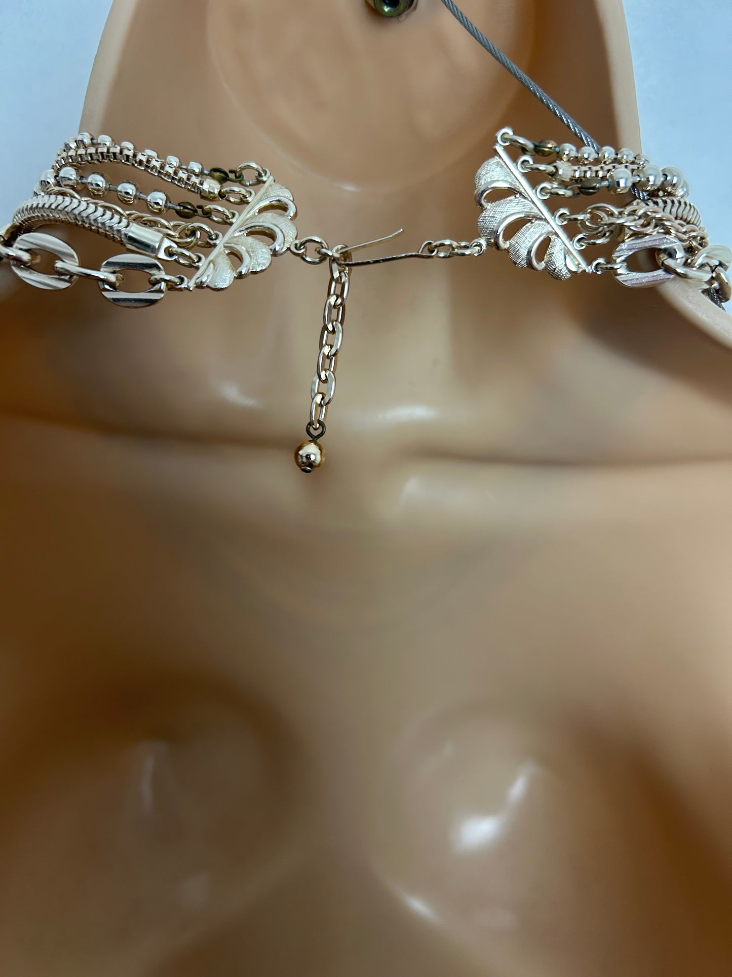 Vintage Gold Tone Multi Strand Stacked Choker Style Necklace