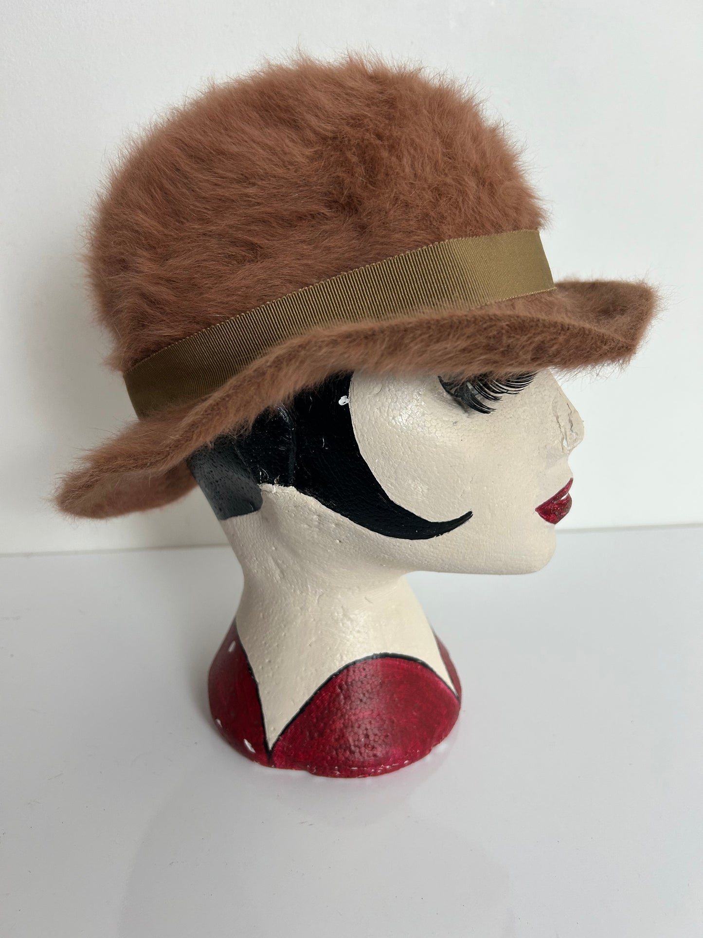 Vintage Austrian Mayser & Milz Caramel Brown Angora Trilby Style Hat