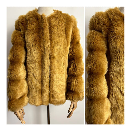 Vintage 1960s GLENOIT UK Size 8-10 Gorgeous Caramel Faux Fur Coat