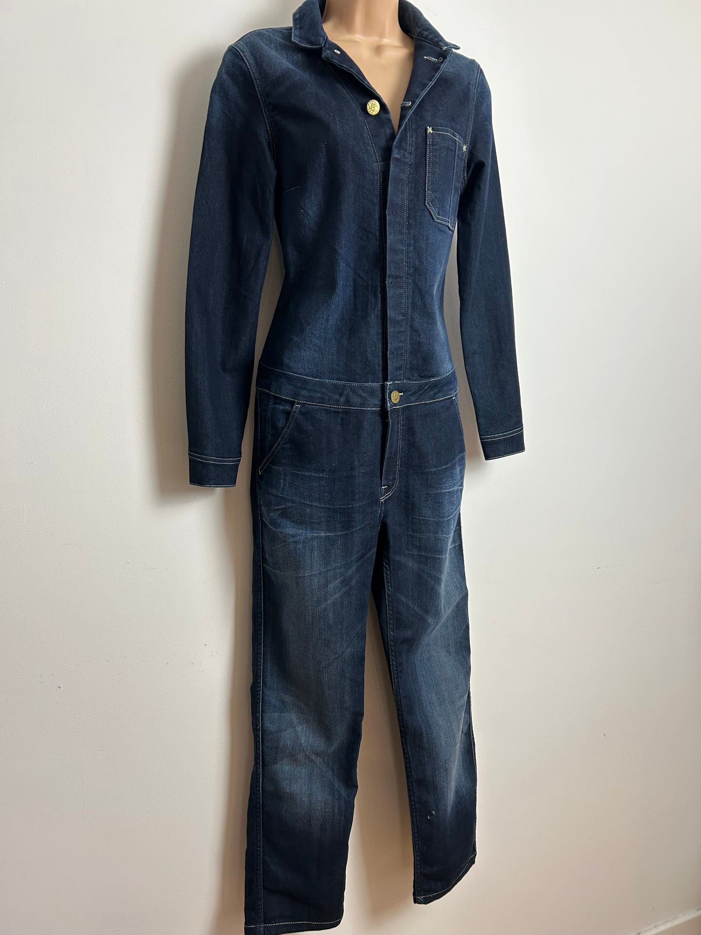 LEE JEANS Size M (10) Dark Blue Union-Alls Utility Boiler Style Denim Jumpsuit
