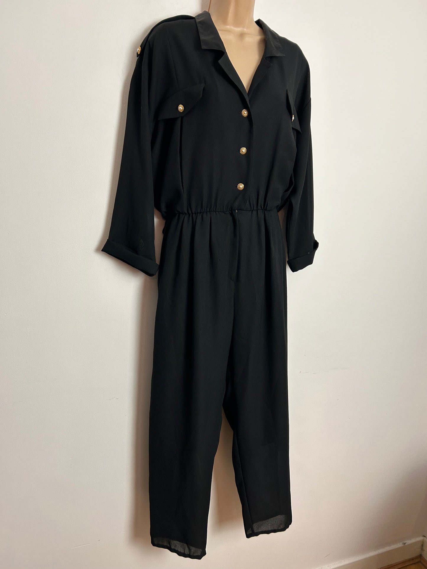 Modern MARIPOSA UK Size 14 (Eur 38) Black 3/4 Sleeve All In One Jumpsuit