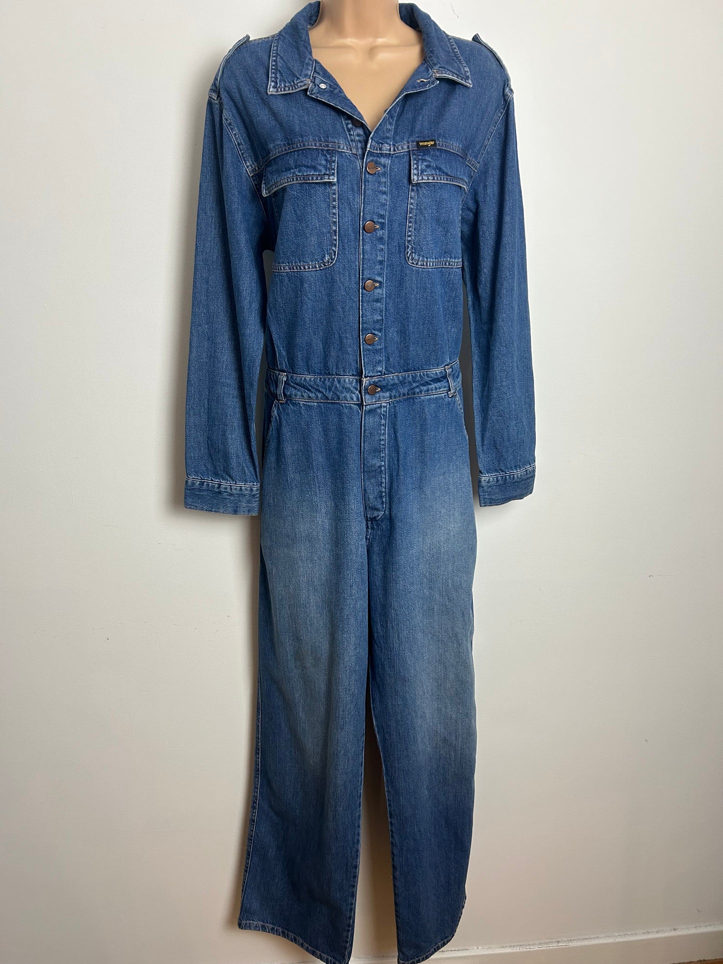 Y2K WRANGLER Size L (14) Long Sleeve Straight Leg Western Boiler Utility Jumpsuit