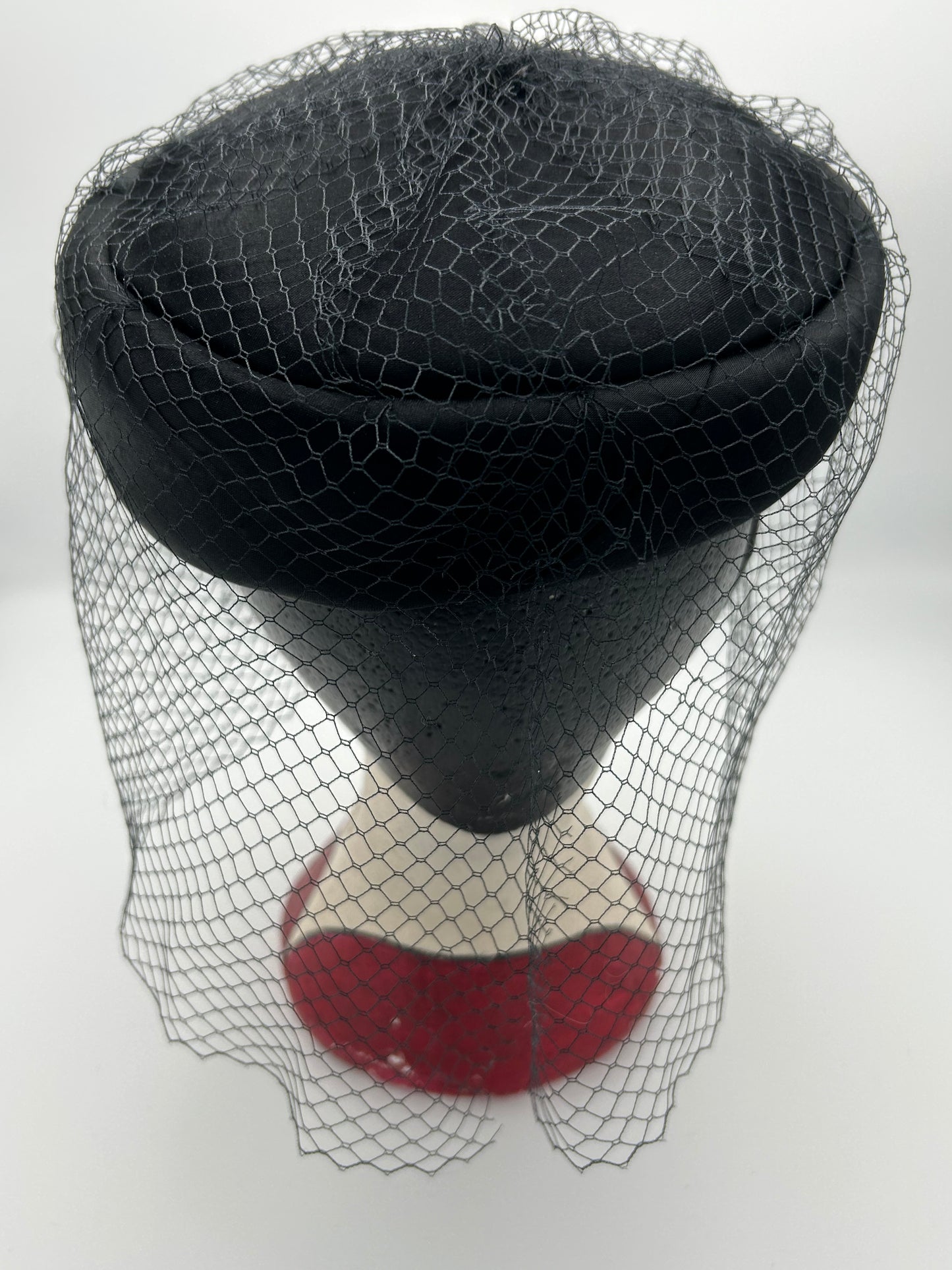 Vintage KANGOL Designs Black Net Covered Pill Box Hat