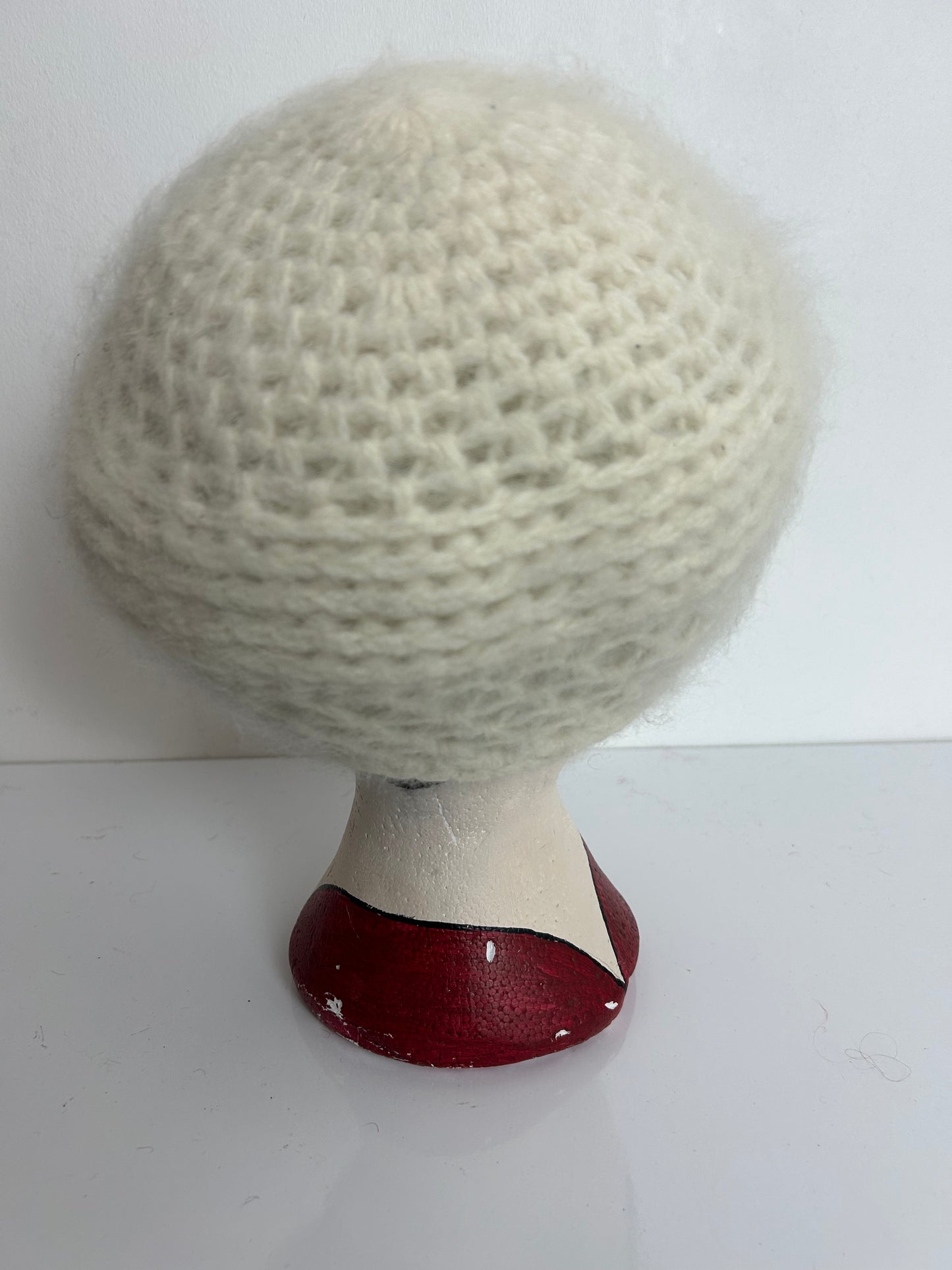 Vintage Winter White Angora & Wool Mix Reversible Beret/Beanie Style Hat