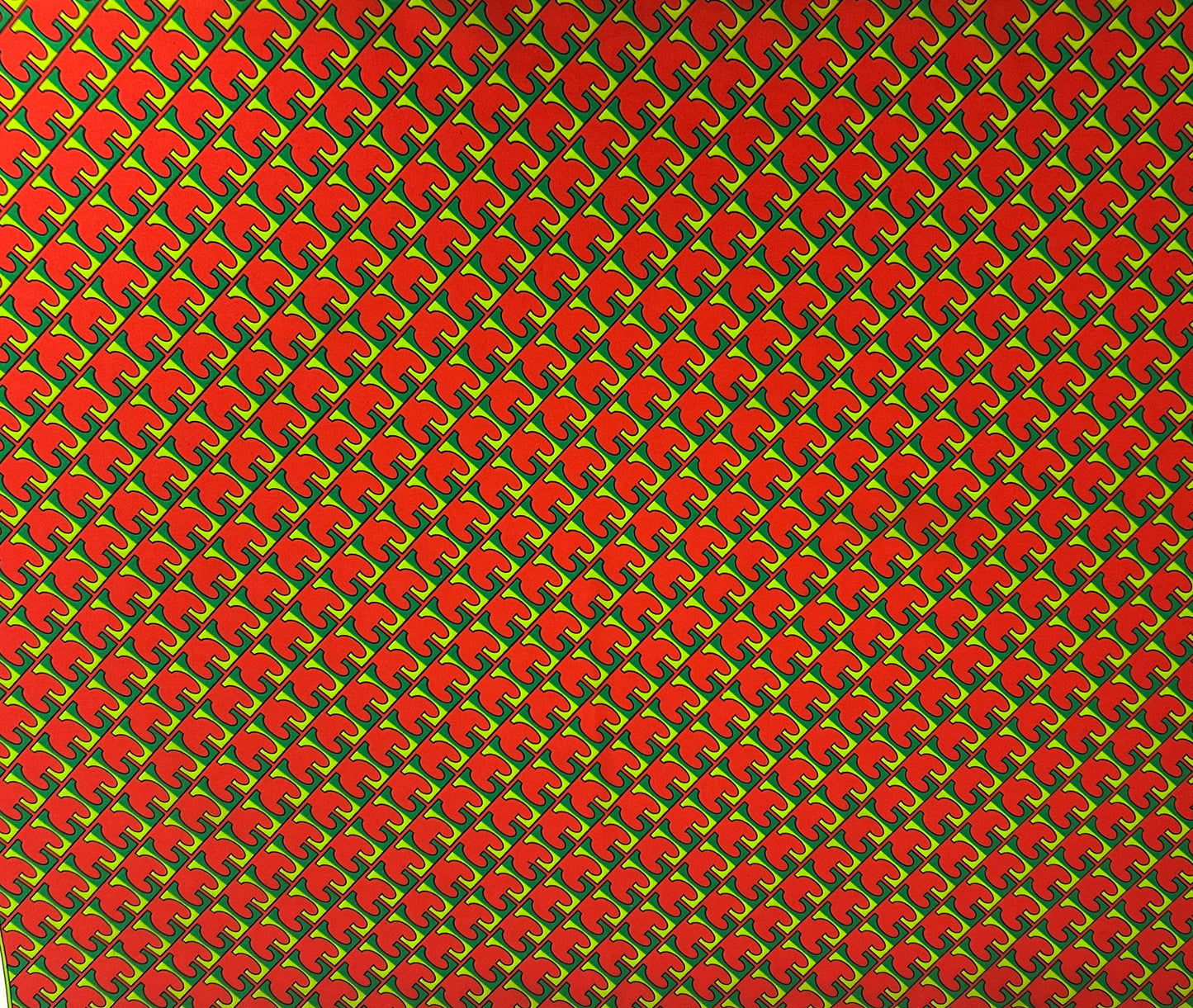 Vintage Green & Red Abstract Print Scarf Size 76cm x 76cm