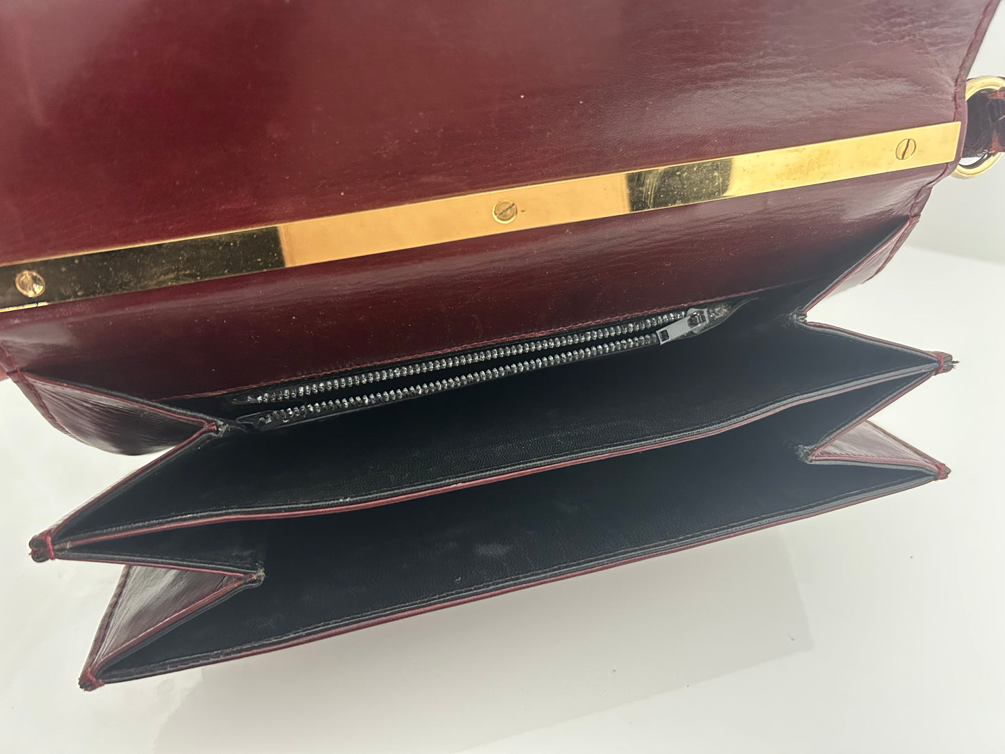 Vintage 1970s MAGLI Made In Italy Red Oxblood Snake Skin Unusual Shaped Handbag