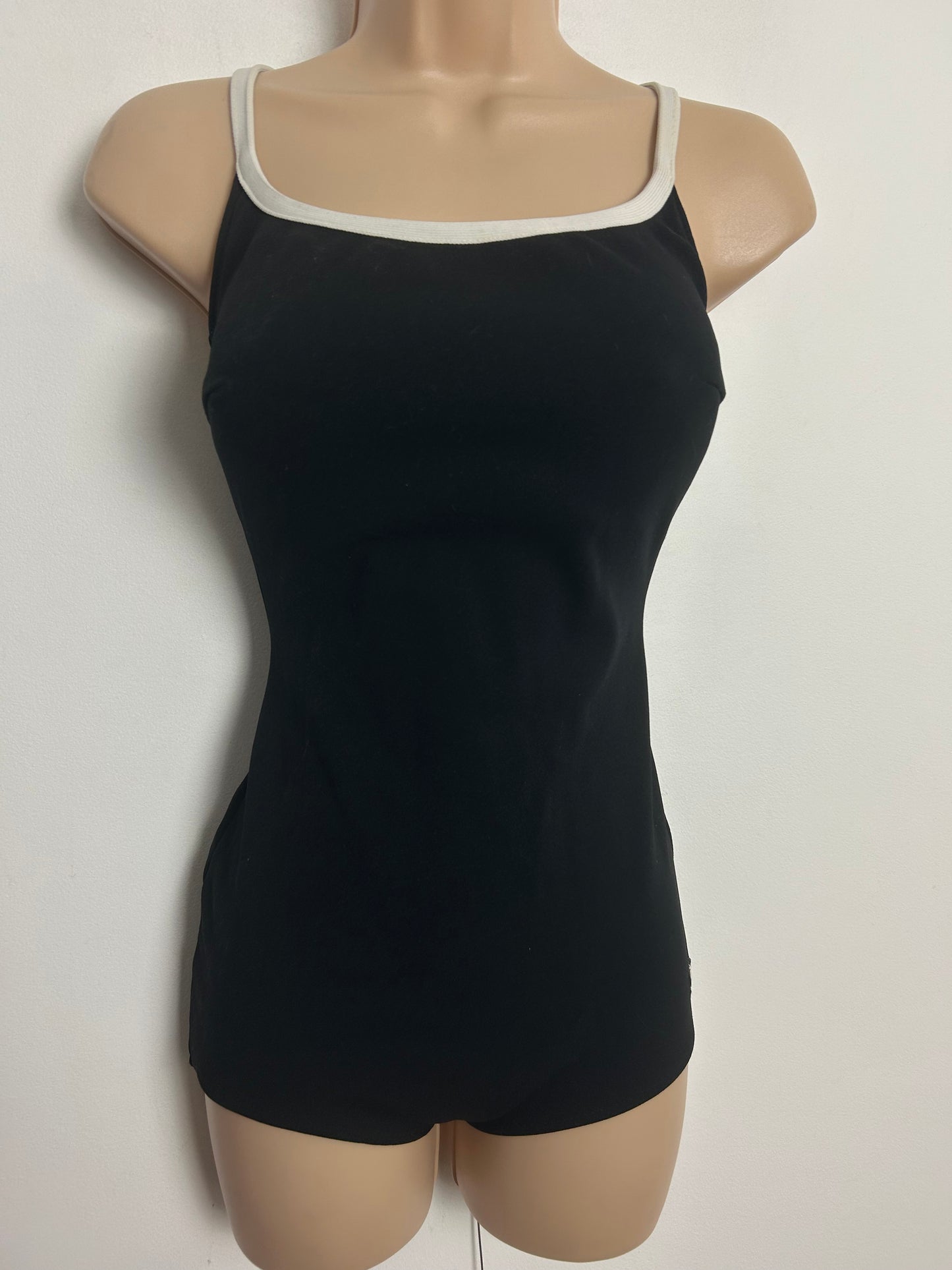 Vintage Early 1970s ARIELLA Size 10-12 Black & Off White Strap Moulded Cups Swimsuit