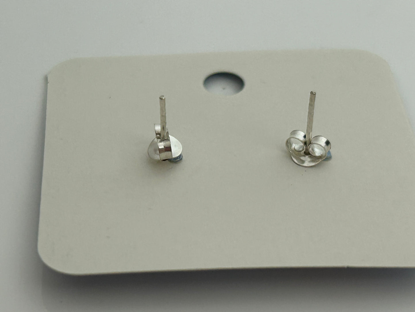 Vintage Silver Tone & Turquoise Marble Effect Small Round Earrings