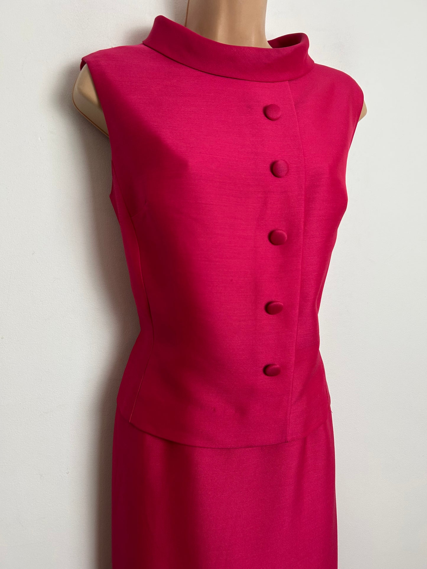 Vintage 1960s PEGGY FRENCH COUTURE Size 10 "Francine" Fuchsia Pink Mod Dress
