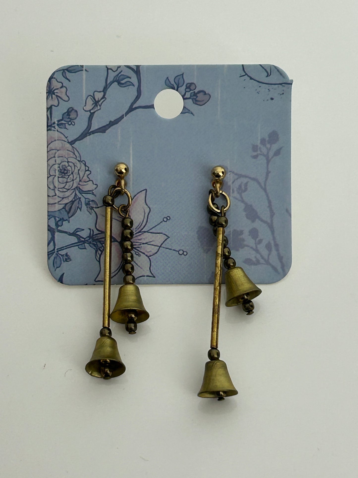 Vintage Gold Tone Double Bell Dangling Earrings