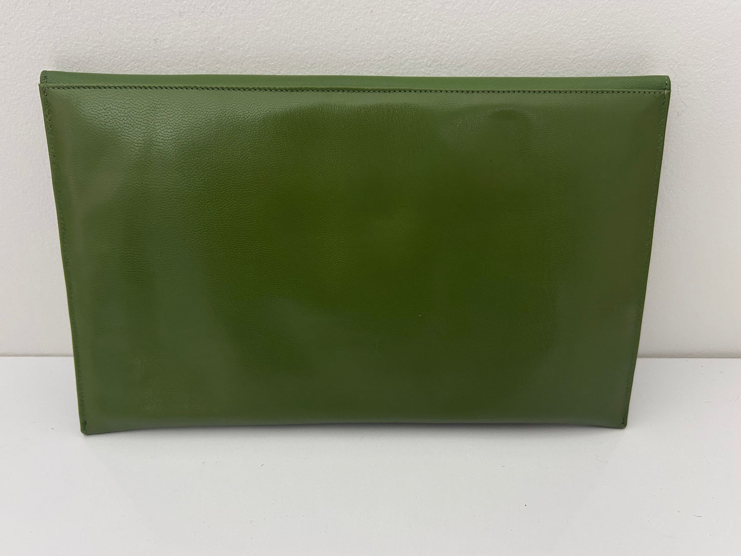 Vintage 1980s JACQUES VERT Green Leather & Suede Trim Envelope Style Clutch Bag