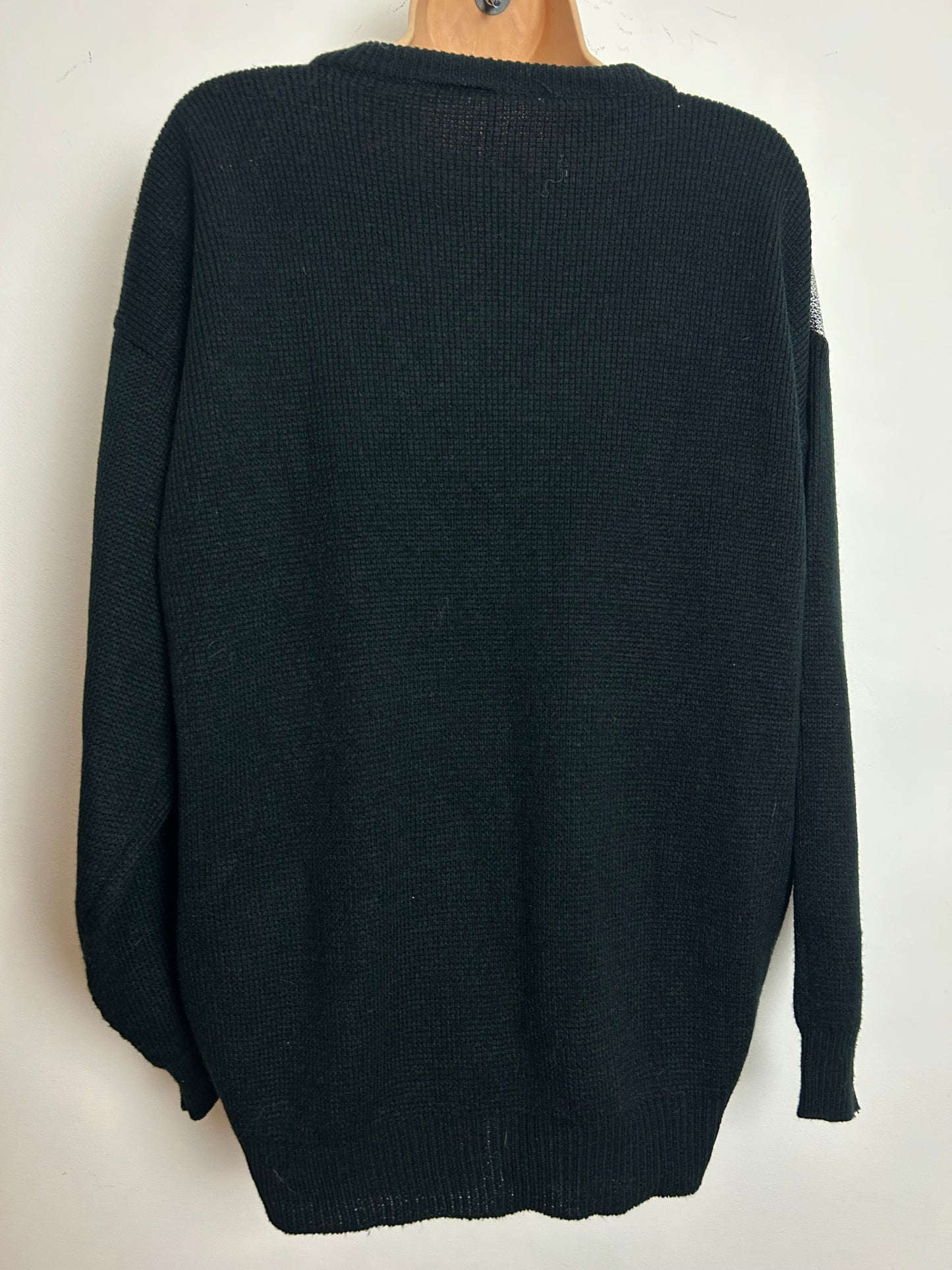 Vintage 1980s Up To Size 14/16 Black & Silver Sequin Detail Jumper