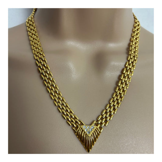 Vintage PIERRE CARDIN Gorgeous Gold Tone Diamante Necklace
