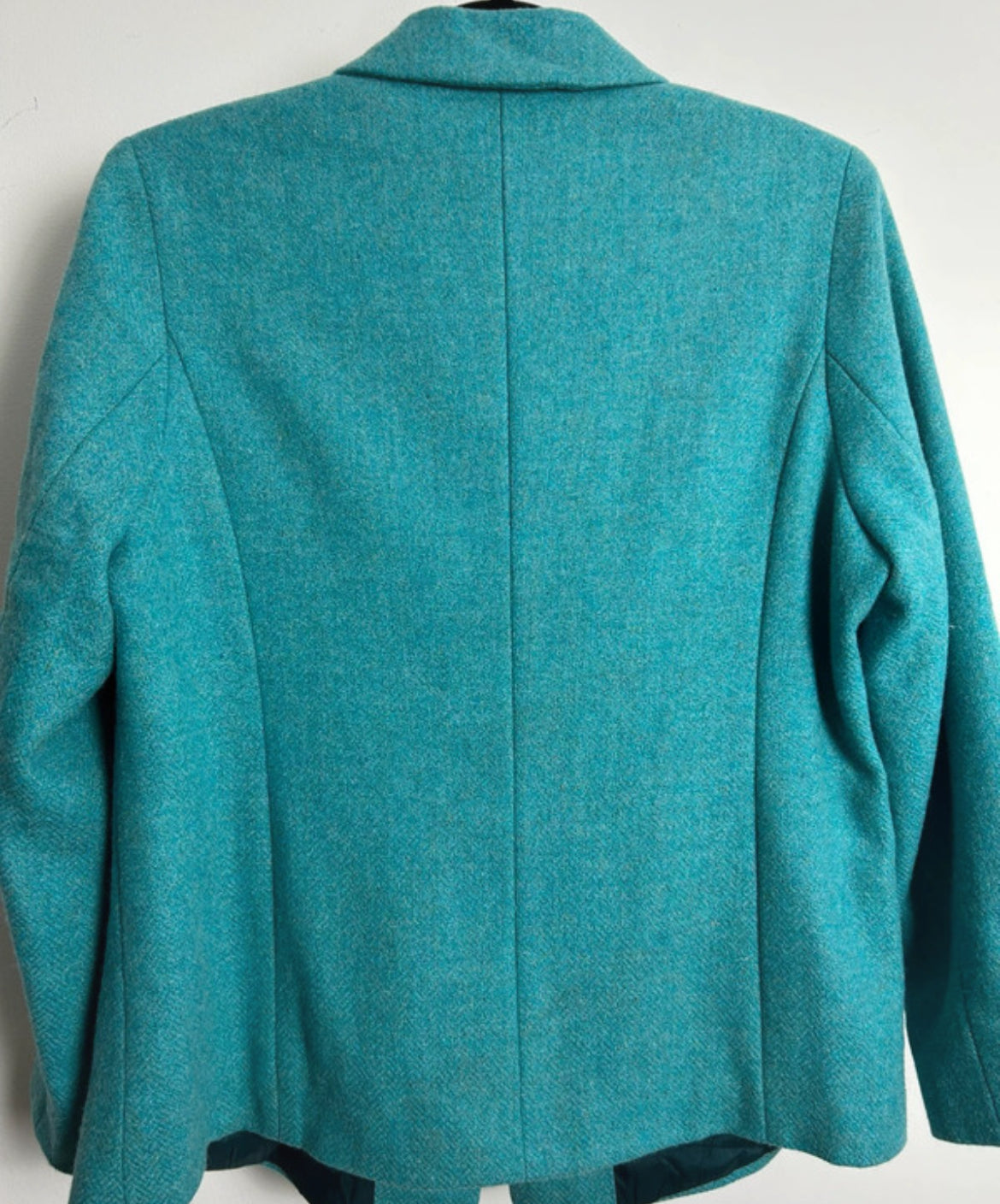 Vintage 1980s Size 14 Turquoise Wool Blend Fully Lined Blazer