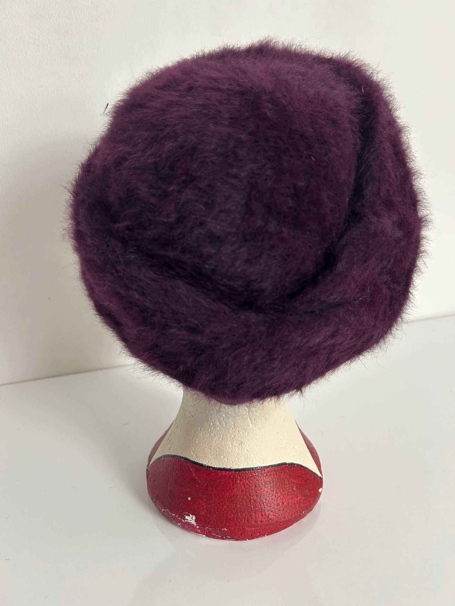 Vintage Dark Purple Angora Mix Soft Fluffy Turban Style Hat