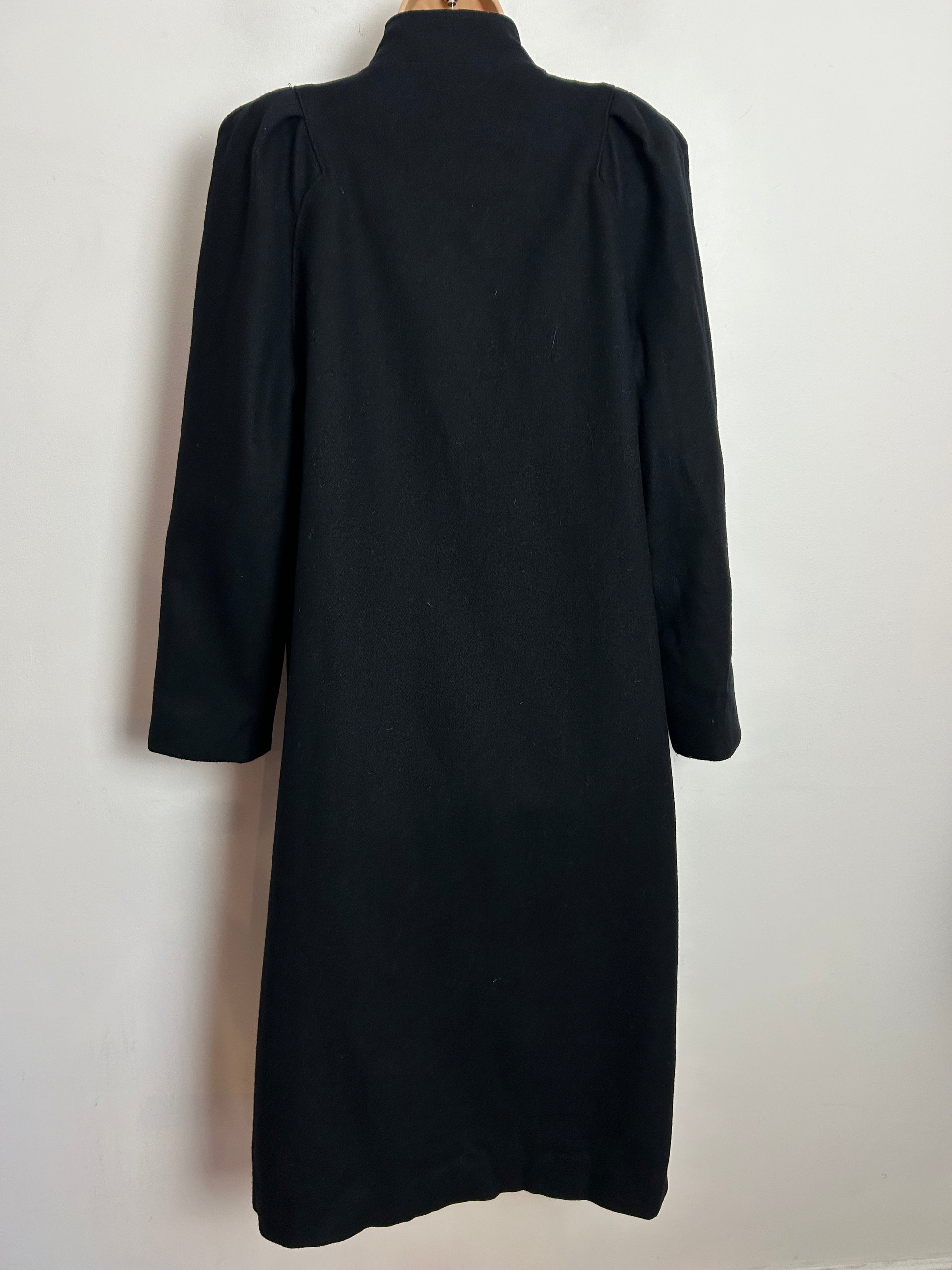 Vintage 1980s BEAU BREM UK Size 12 Black Wool Mix Long Length Coat ...