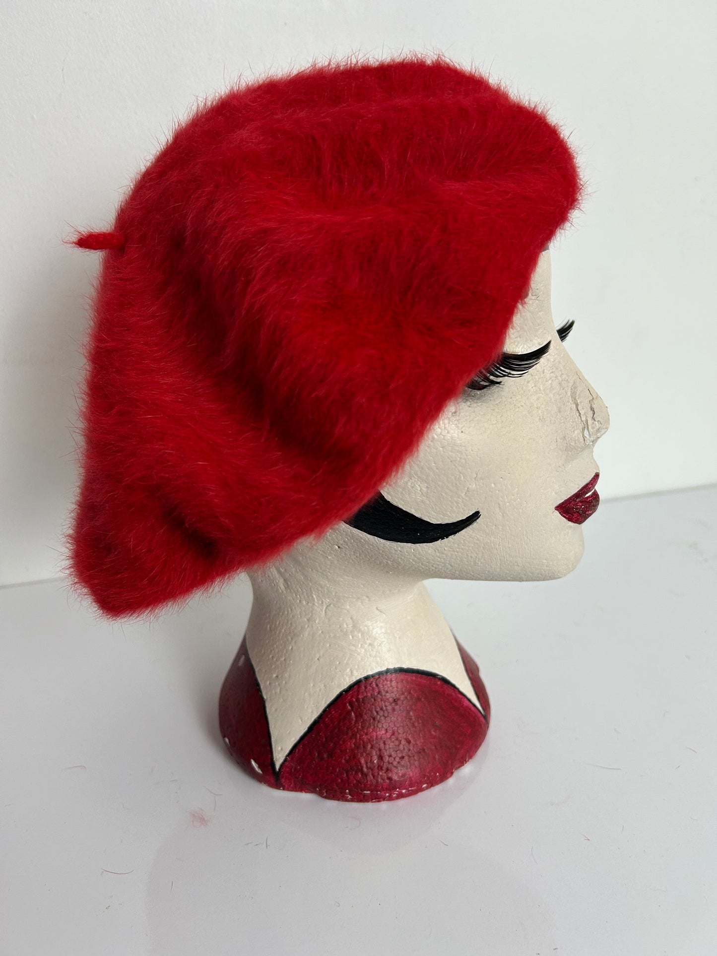 Vintage Cute Red Wool & Angora Mix Beret