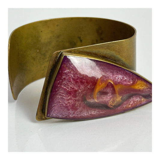 Vintage Chunky Brass Metal Modernist Cuff Style Bangle/Bracelet