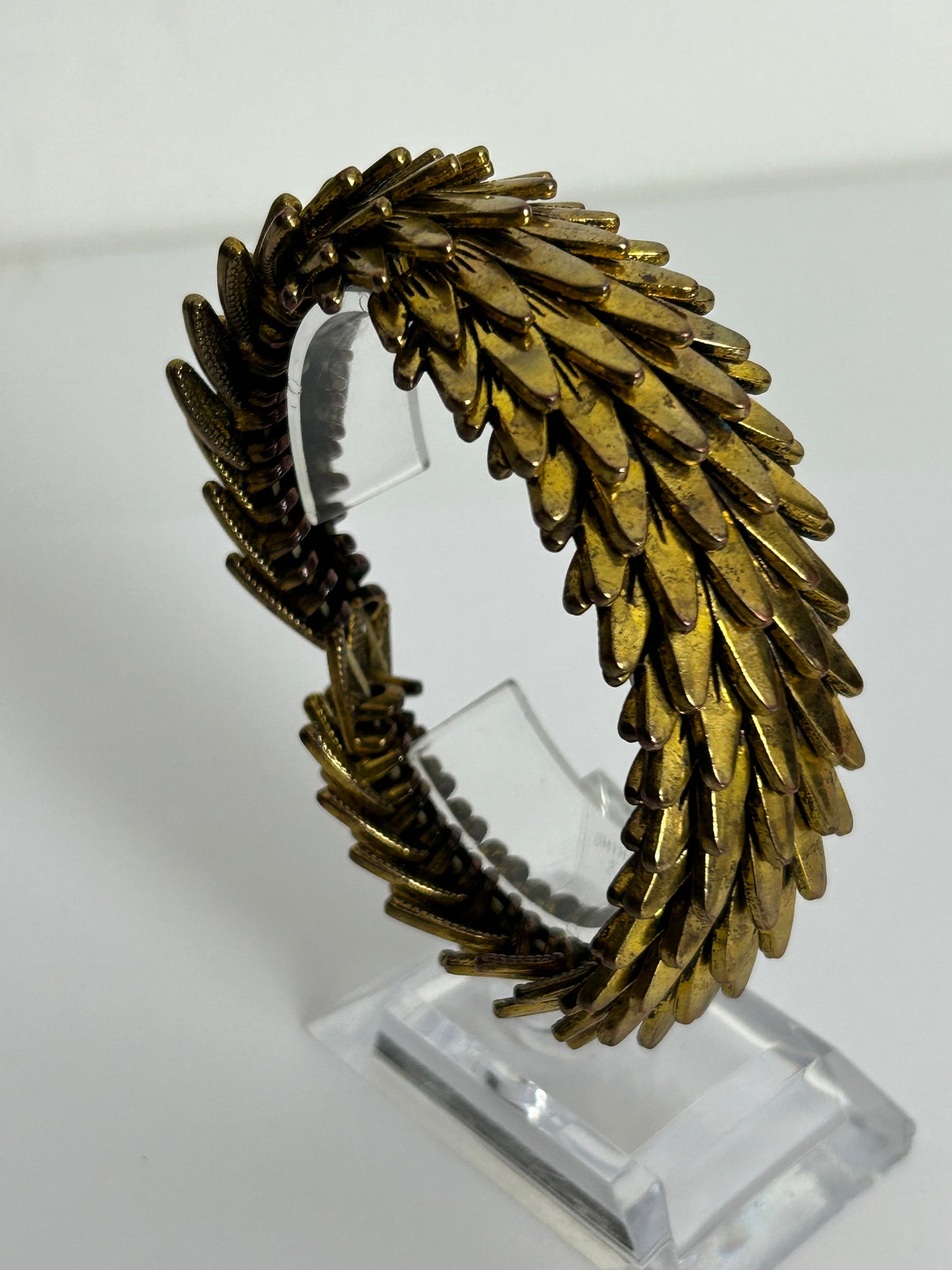 Vintage 1960s 1970s Gold Tone Spikey "Hedgehog" Stretchy Elasticated Bracelet