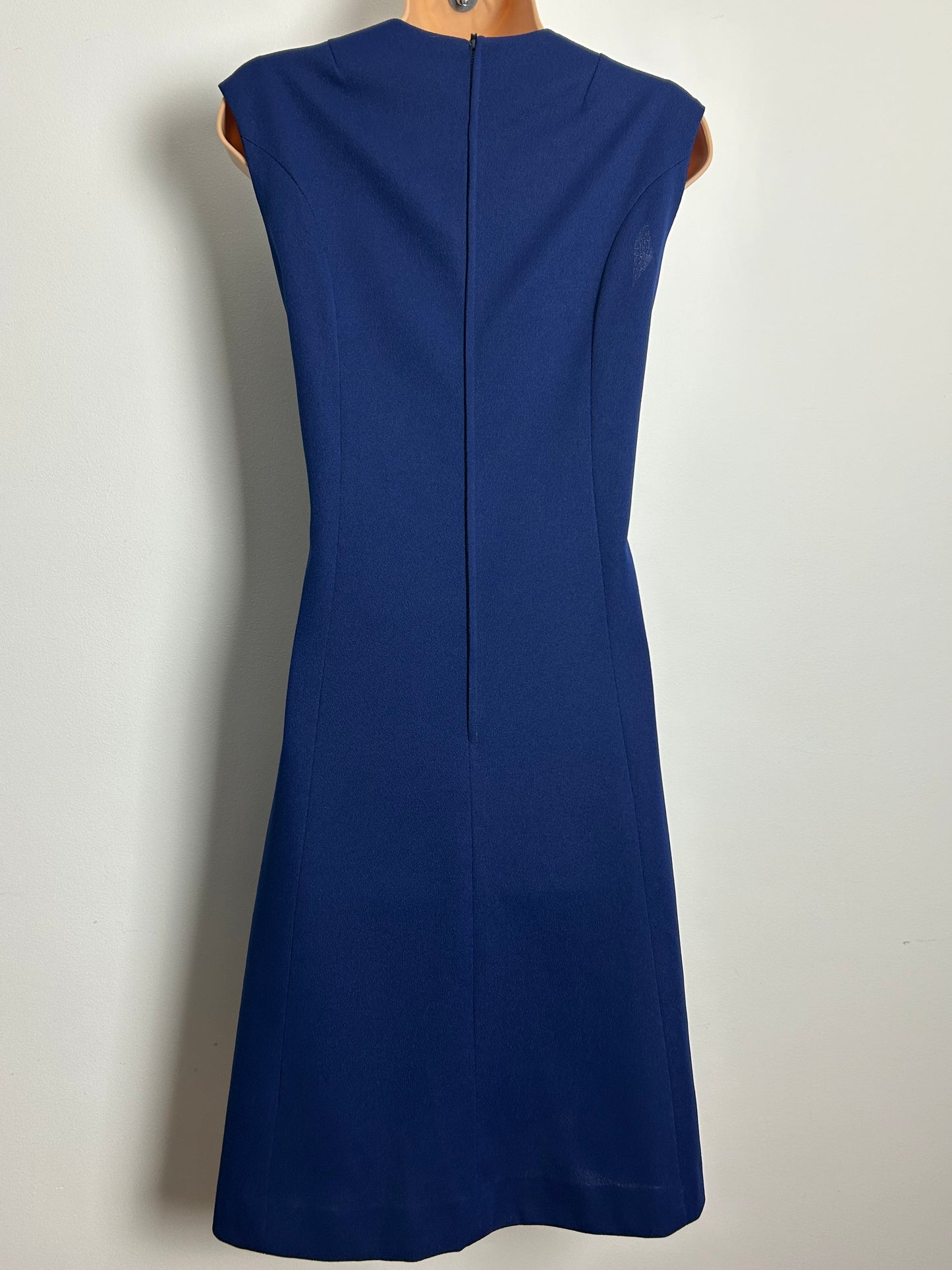 Vintage 1960s Size 12 Navy Blue & White Sleeveless Mod Shift Dress