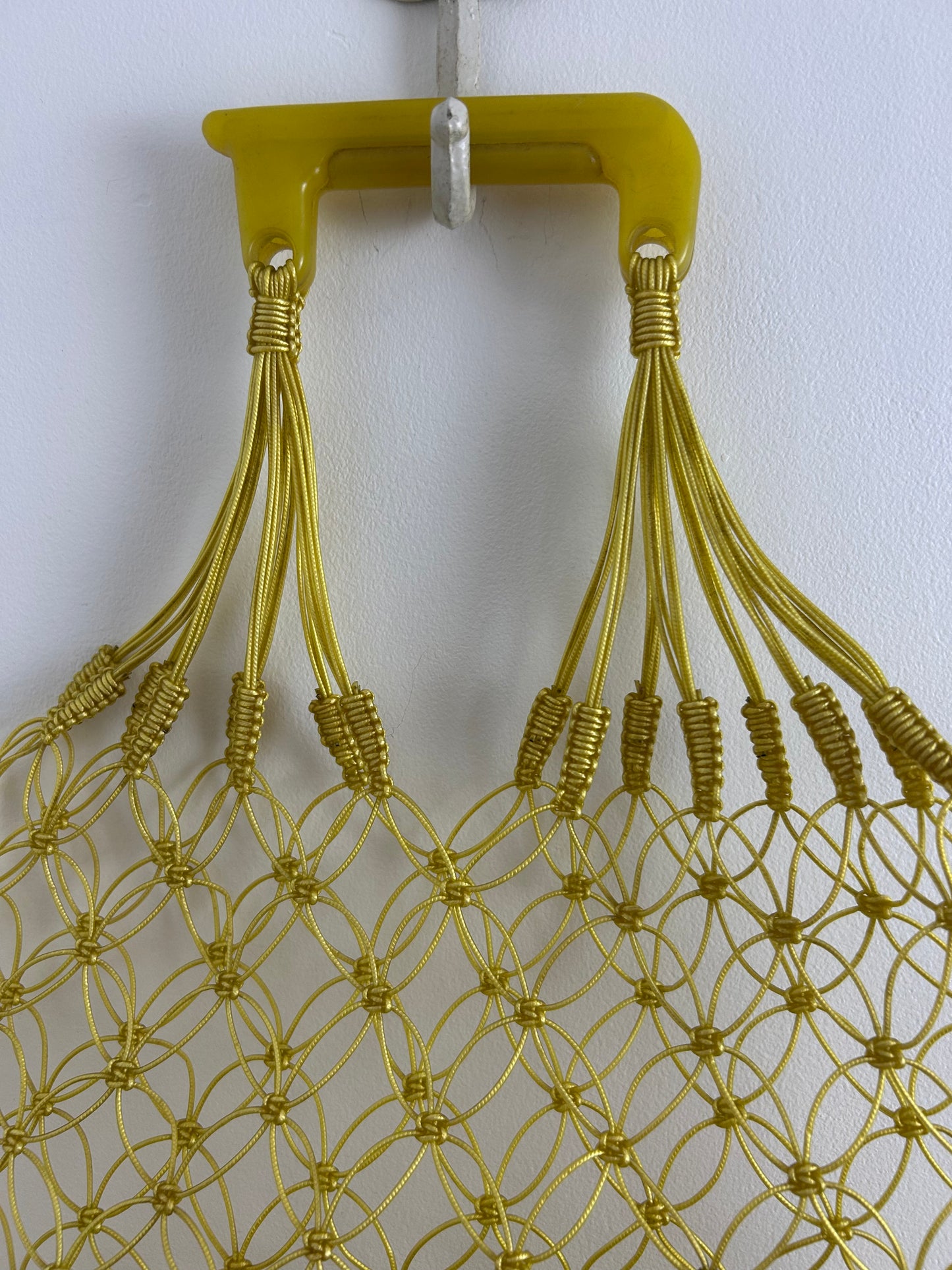 Vintage 1960s Fabulous TOTRA Mustard Yellow Plastic Woven String Shopping Bag