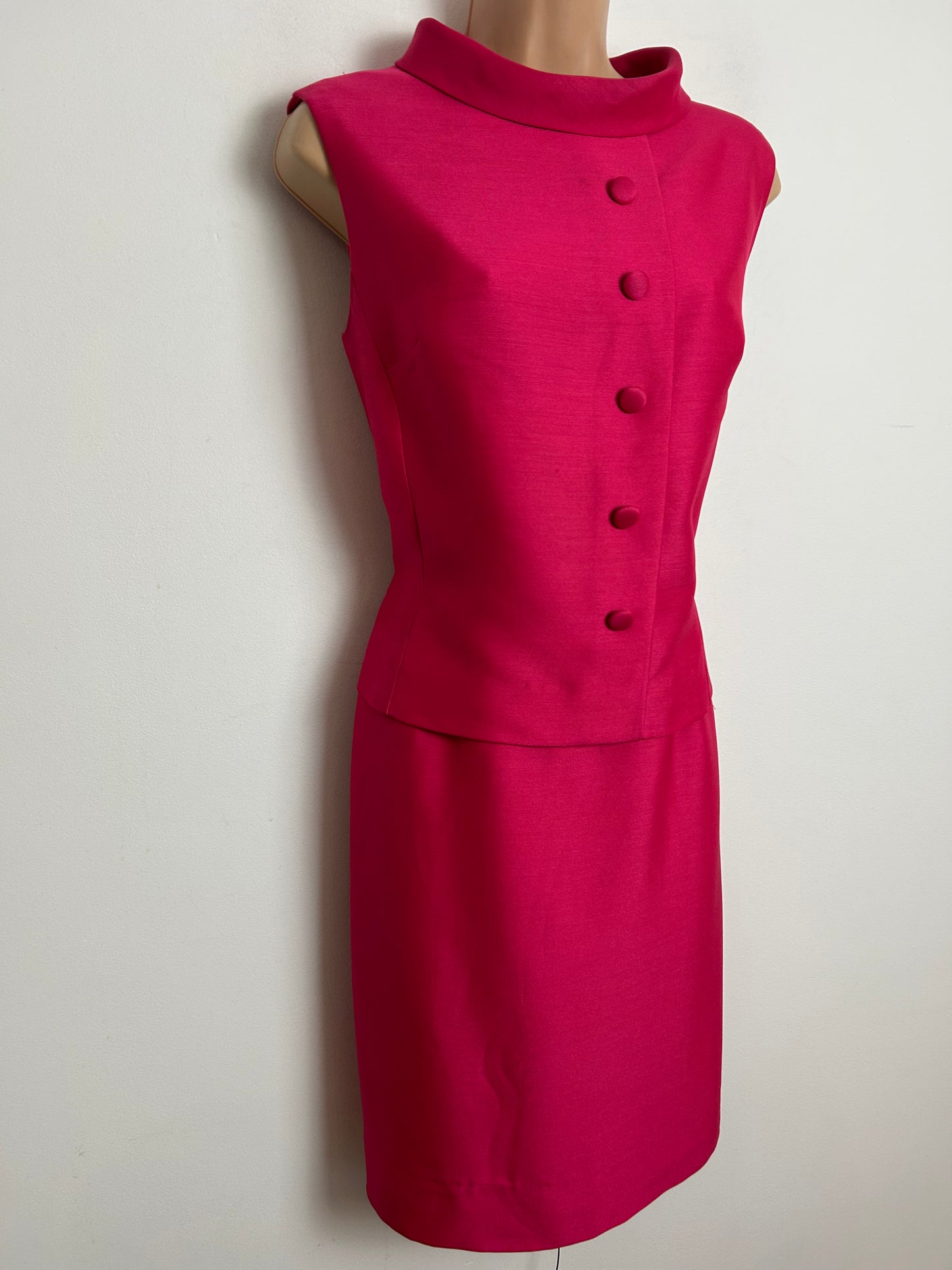 Vintage 1960s PEGGY FRENCH COUTURE Size 10 "Francine" Fuchsia Pink Mod Dress