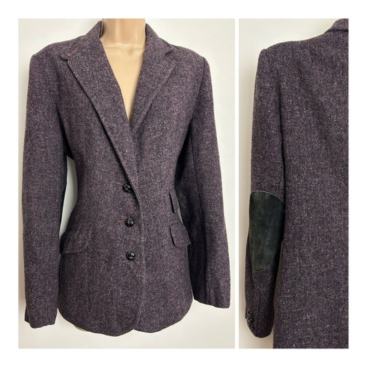 Vintage FORSTMANN Size 12-14 Dark Mauve Welsh Tweed 100% Virgin Wool Blazer