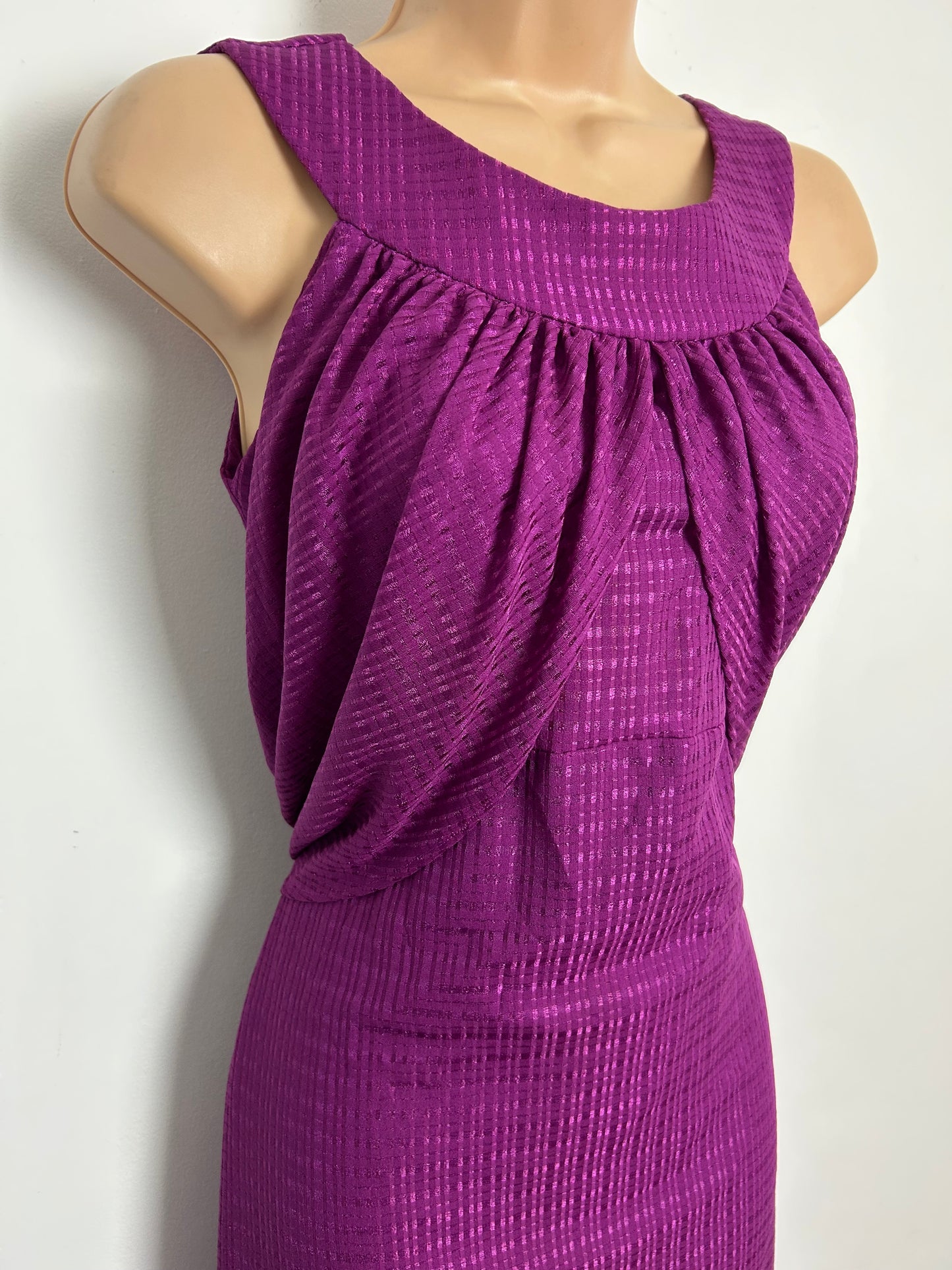 Vintage Late 1970s Size 12 Magenta Two Piece Maxi Dress With Matching Cover Up