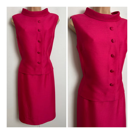 Vintage 1960s PEGGY FRENCH COUTURE Size 10 "Francine" Fuchsia Pink Mod Dress