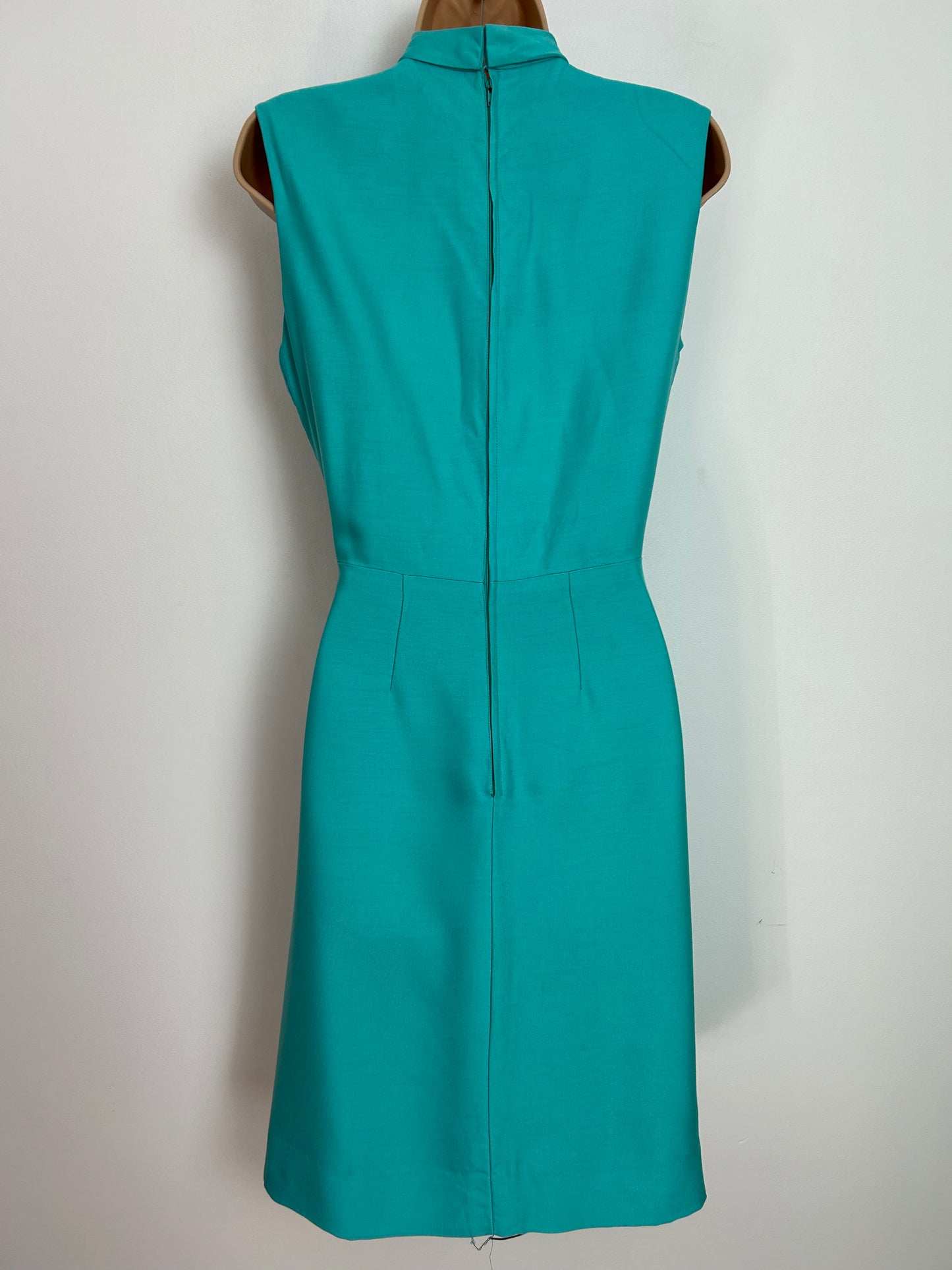 Vintage 1960s PETER BARRON UK Size 10 Turquoise Two Piece Mod Dress Suit