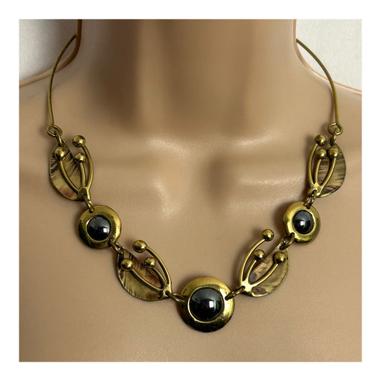 Vintage 1990s Y2K Gold Tone Abstract Necklace