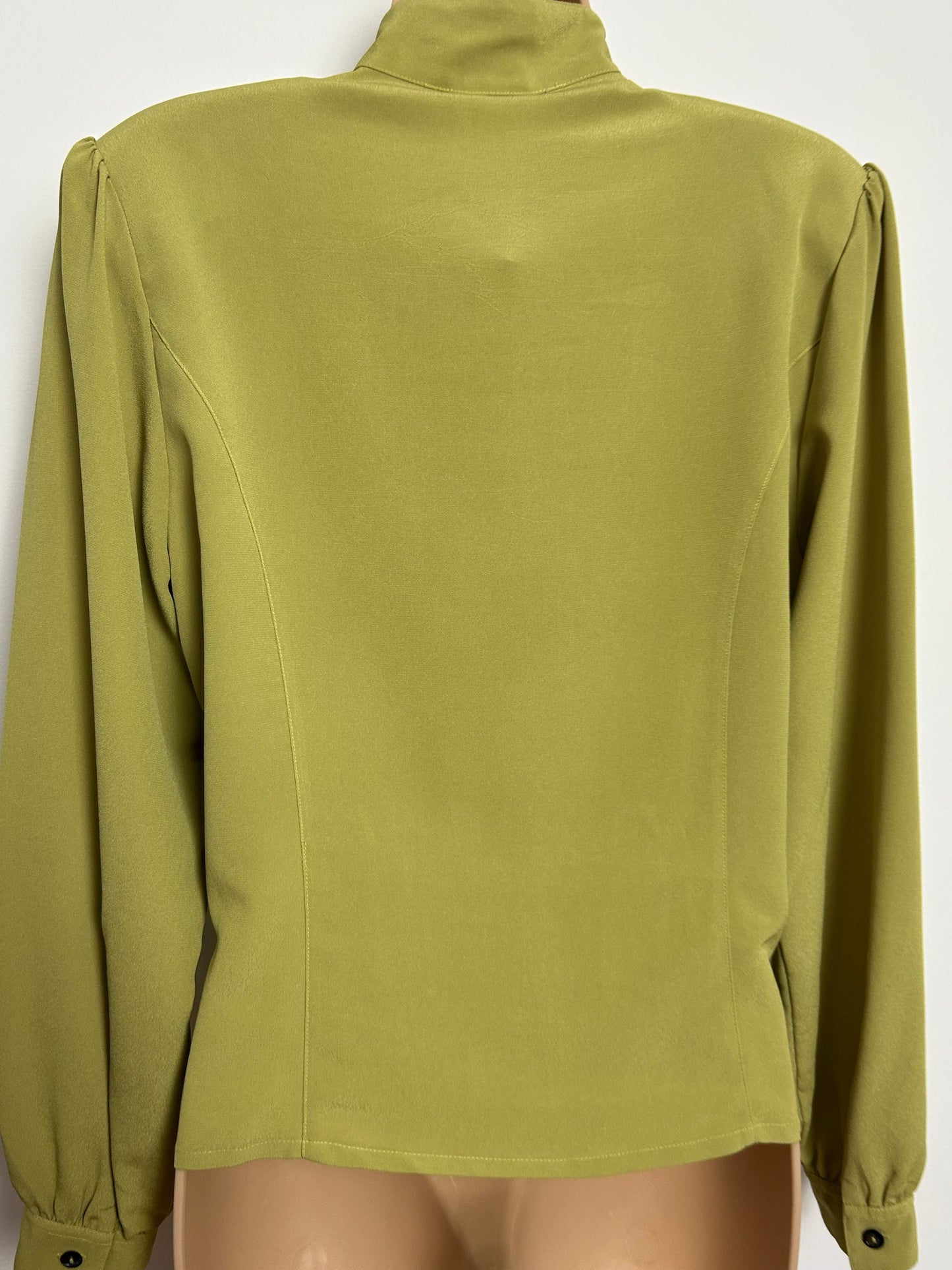 Vintage 1980s C&A Size 12 Olive Green Long Sleeve Blouse