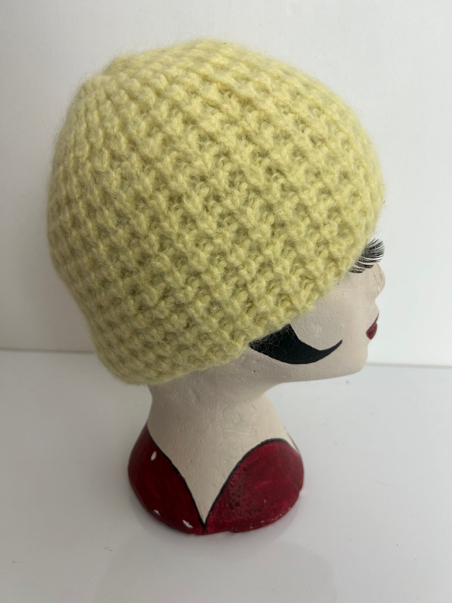 Vintage Lemon Reversible Pull On Beanie Style Wool Hat