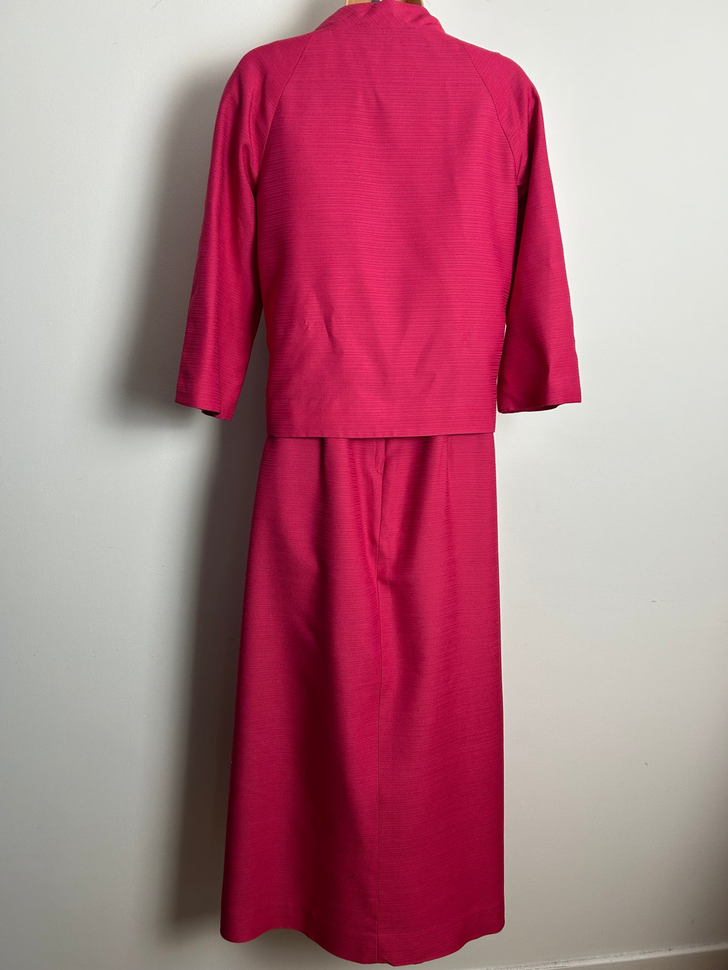 Vintage Early 1960s BLANES Size 10-12 Hot Pink & Silver Tinsel Evening Occasion Dress & Matching Jacket