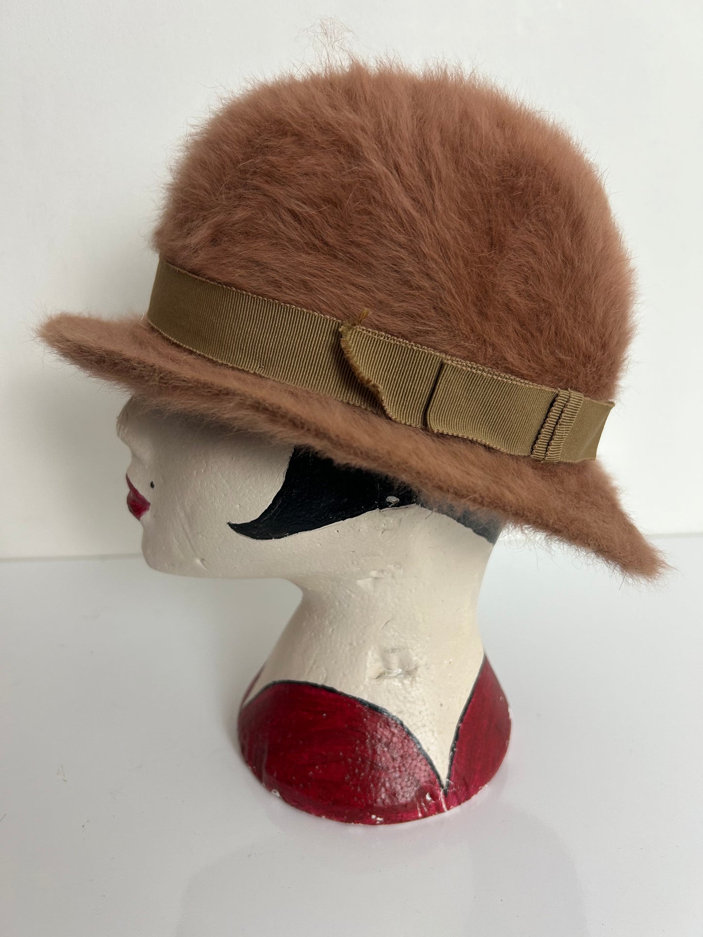 Vintage Austrian Mayser & Milz Caramel Brown Angora Trilby Style Hat