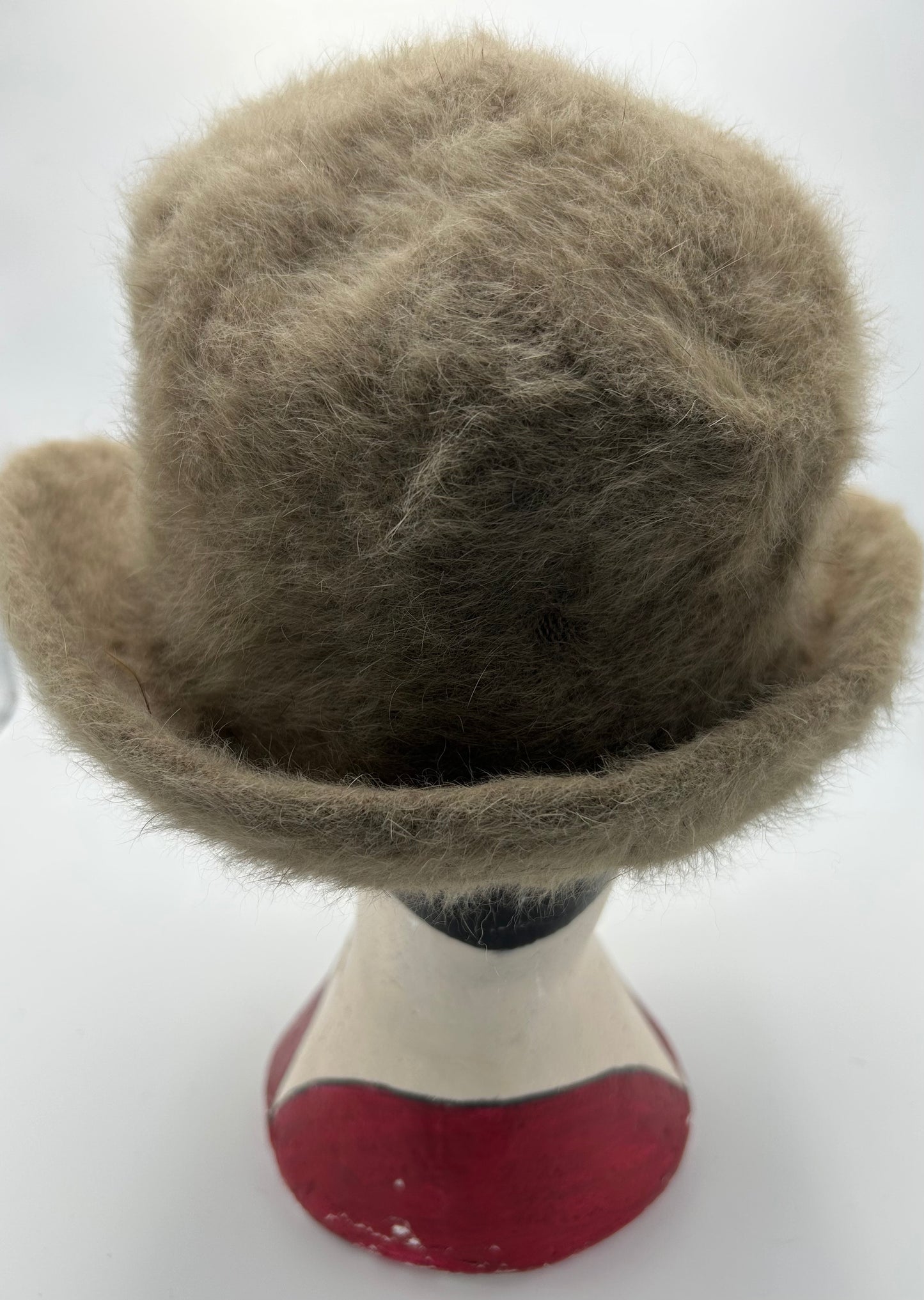 Vintage Camel Brown Angora Mix Feather Detail Trilby Style Hat