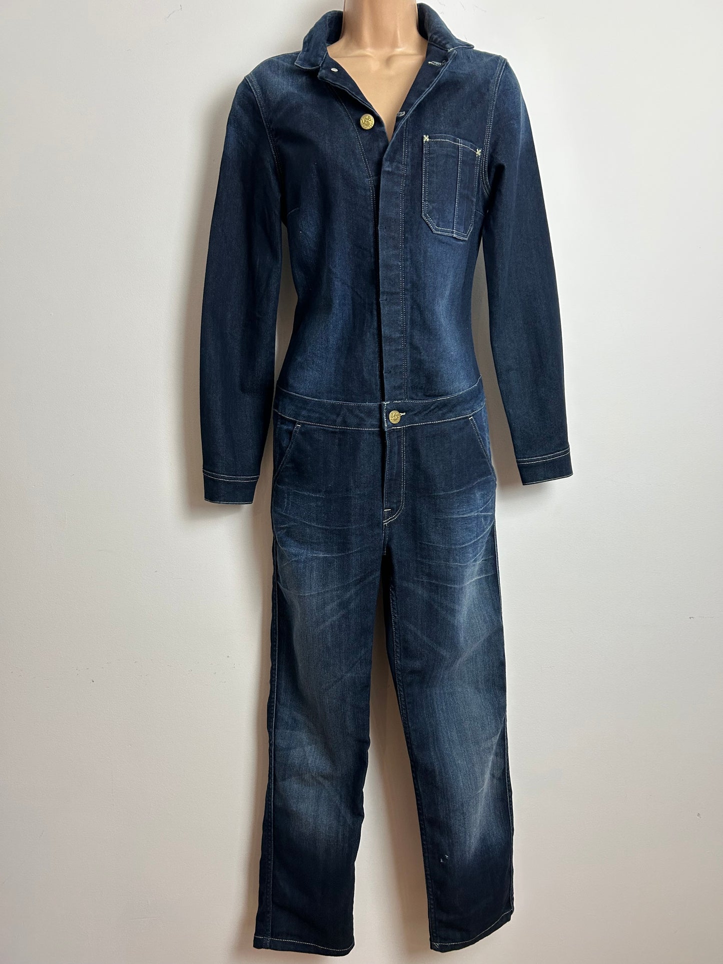 LEE JEANS Size M (10) Dark Blue Union-Alls Utility Boiler Style Denim Jumpsuit